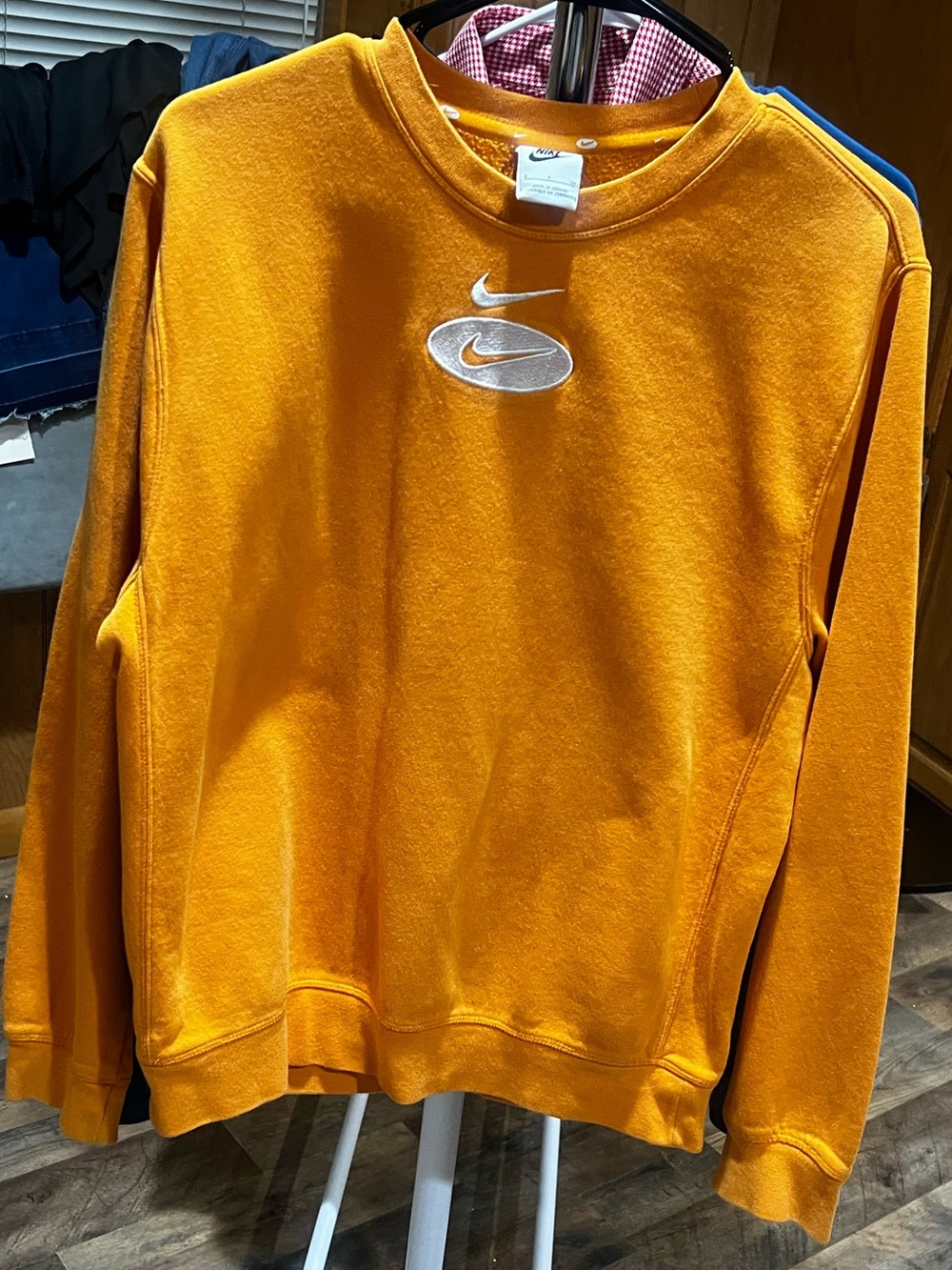 Nike Orange Crewneck Sweatshirt with White Swoosh Logos